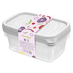 Контейнер прямоугольный Романо, набор 3 шт, 0,45л, Светло-серый, С854СЕР (упаковка 18 шт.)