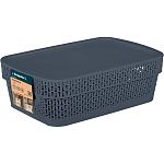 Корзина для хранения Keeplex Ajur с крышкой 3л 28,1х18,5х8,9см космический серый (упаковка 12 шт.)