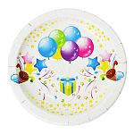 Тарелки бумажные 'Воздушные шары', серия 'С Днём Рождения'd=23 см (6 штук в упаковке) /30