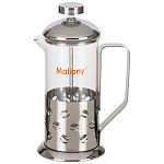 Чайник/кофейник (кофе-пресс) Caffe, 350 мл, из жаропр стекла, в корпусе из нерж стали, B535-350ML
