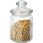 Банка стеклянная для сыпучих продуктов с фигурной стекл крышкой, LATTINA, объем: 0,6 л, тм (упаковка