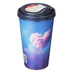 Стакан IZI-GO с крышкой 550мл с декором (синий) (упаковка 24 шт.)