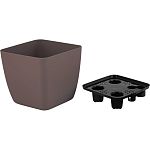 Горшок с дренажной вставкой InGreen Vienna, 1,5л, квадратный, горький шоколад (упаковка 10 шт.)