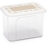 Банка для хранения сыпучих продуктов Эстетика 1,4л прямоугольная, Бело-бежевый (упаковка 12 шт.)