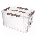 Ящик для хранения универсальный с замками и ручкой Grand box, 390х290х245мм, 20л, Коричнев