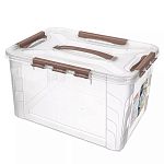 Ящик для хранения универсальный с замками и ручкой Grand box, 390х290х245мм, 20л, Коричнев