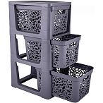 Комод на колесах 3 ящика по 18л Leaves (серый) (упаковка 1 шт.)