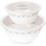 Набор чаш Эстетика 1,7л и 3,5л (с крышкой) (бело-бежевый) (упаковка 12 шт.)
