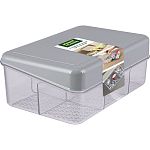 Органайзер с крышкой, 6 секций, 225х155х85мм серый (упаковка 12 шт.)