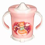 Поильник с ручками и декором, 270МЛ, Светло-розовый (упаковка 12 шт.)