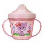 Поильник с ручками и декором, 200МЛ, Розовый (упаковка 12 шт.)