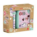 Набор: Ланч-бокс 0,98л и Стакан детский с крышкой, петлей и декором  0,4л, Микс 2, Розовый/Зеленый (