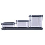 Набор емкостей для сыпучих Cubbo Scandi на подставке 3шт, 0,4+0,6+0,9л, Серый