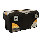 Ящик для инструментов ГЕФЕСТ 21' металл замки (с коробками) черный с желтым 0,29х0,275х0,5