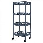 Этажерка Keeplex Light на колесиках четырехсекционная малая прямоуг. 37х29х93,5 см космический серый