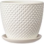 Горшок керамический Грань белый бутон №2