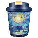 Термостакан с клапаном и декором Лунная ночь 300 мл, Синий (упаковка 6 шт.)