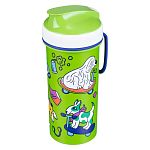 Стакан детский с крышкой, петлей и декором 400мл, Микс 4. Зеленый/Белый (упаковка 12 шт.)