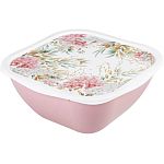 Салатник с крышкой с декором  4,5л (розовый)