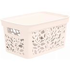 Корзина с крышкой Leaves 10л 333х225х174мм (молочный) (упаковка 12 шт.)