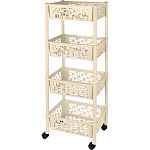 Этажерка Keeplex Light на колесиках четырехсекционная прямоуг. 37х29х93,5см бежевый топаз (упаковка