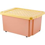 Ящик детский на колёсах Follow Me 57л персиковая карамель (упаковка 5 шт.)