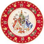 Тарелка обеденная lefard дед мороз и снегурочка 27 см красная