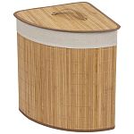 Корзина для белья угловая, бамбук, цвет: бежевый, размер: 35*35*50см