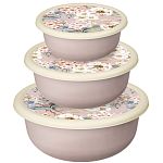 Комплект мисок Modena 3 шт. (1,2л+2,1л+3,2л) с крышками с декором (бежевый) (упаковка 13 шт.)