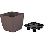 Горшок с дренажной вставкой InGreen Vienna, 1,5л, квадратный, горький шоколад (упаковка 10 шт.)