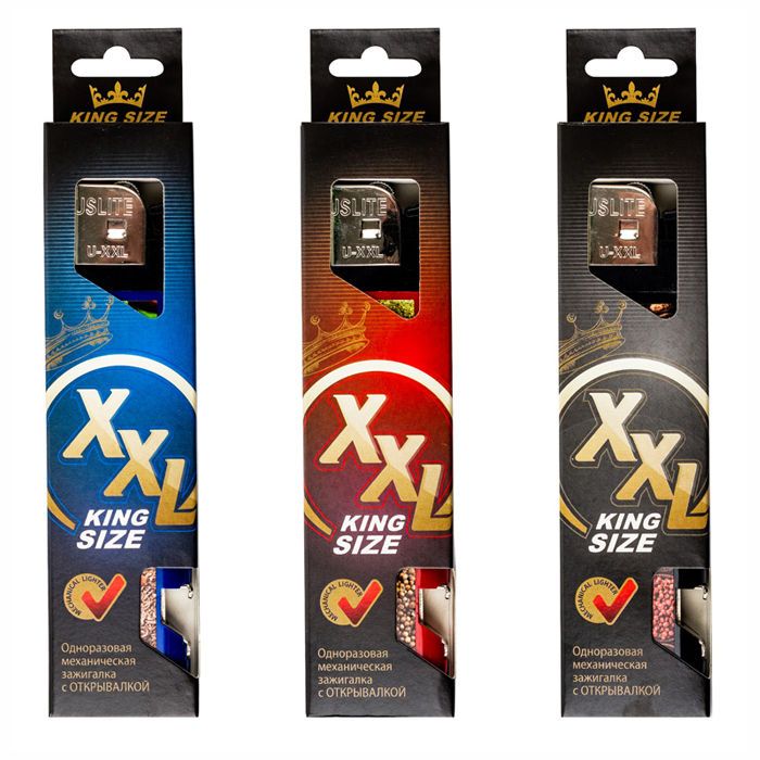 Купить Зажигалка механическая U-XXL OP (с открывалкой в упаковке)  (упаковка 18шт) оптом