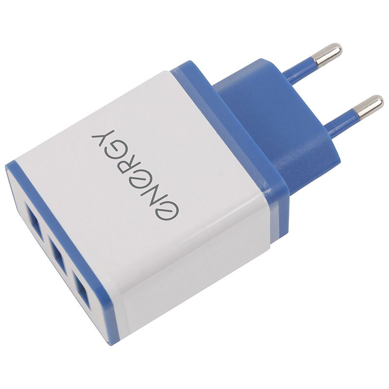 Купить Сетевое зарядное устройство Energy ET-34, 3 USB разъёма, 2,1А, цвет - белый оптом