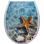 Сиденье жесткое для унитаза Океан Lux с рисунком Морская звезда с детской накладкой 1/10
