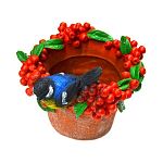 Фигурка Кашпо Птичка синичка с ягодами